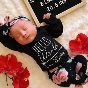 Baby Girl Coming Home Outfit, Newborn Girl Coming Home Outfit, Personalized Newborn Outfit, Baby Shower Gift