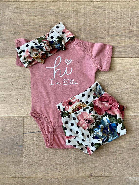 Newborn Girl Coming Home Outfit Baby Girl Clothes Personalized Newborn Outfit Baby Girl Outfits Baby Girl Coming Home Outfit