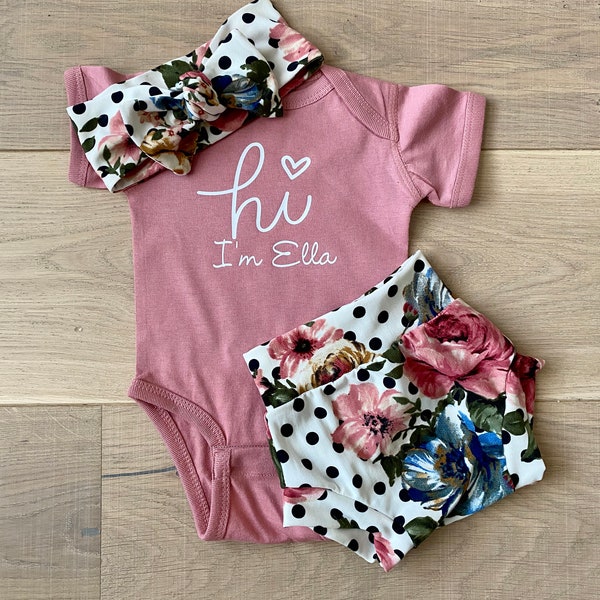 Baby Girl Coming Home Outfit, Newborn Girl Coming Home Outfit Baby Girl Clothes Personalized Newborn Outfit Baby Girl Outfits