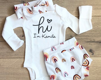 Baby Girl Coming Home Outfit, Rainbow baby, Newborn Girl Coming Home Outfit Baby Girl Clothes Personalized Newborn Outfit Baby Girl Outfits