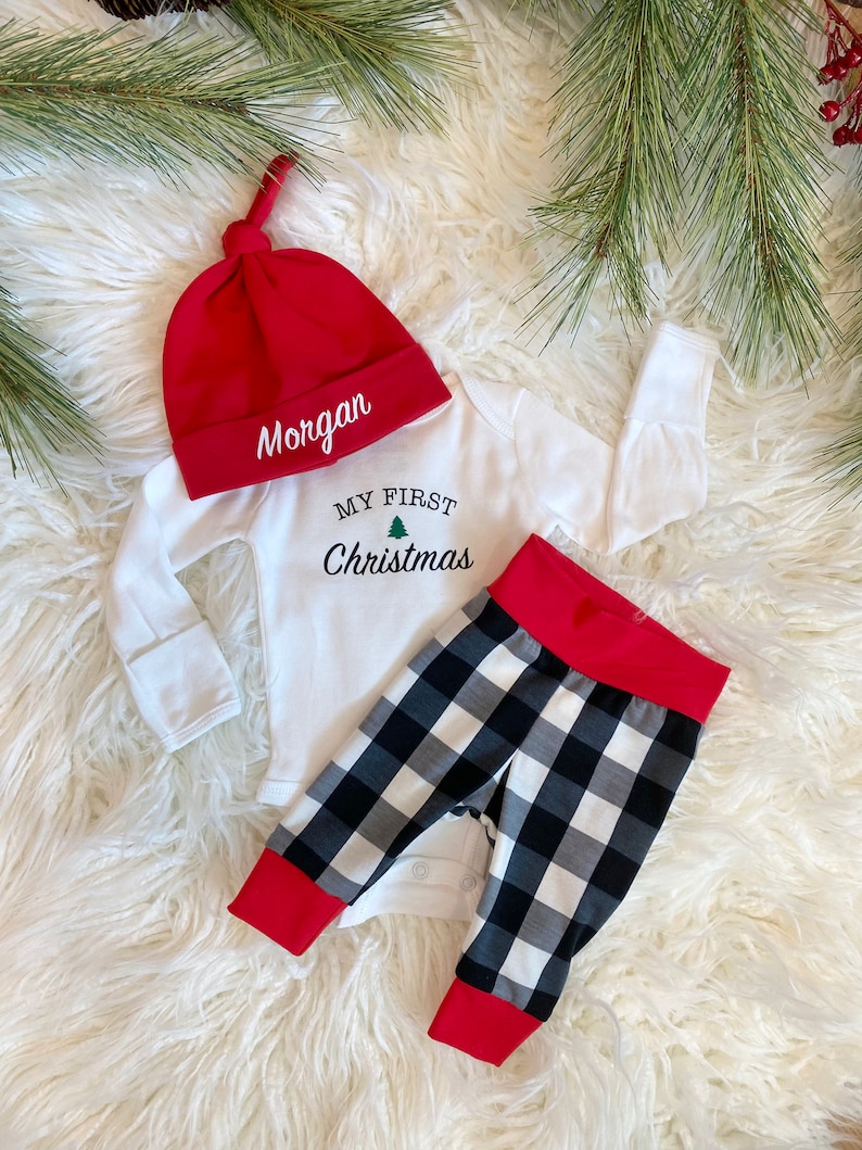 Baby Boy First Christmas Outfit Personalized My First Etsy