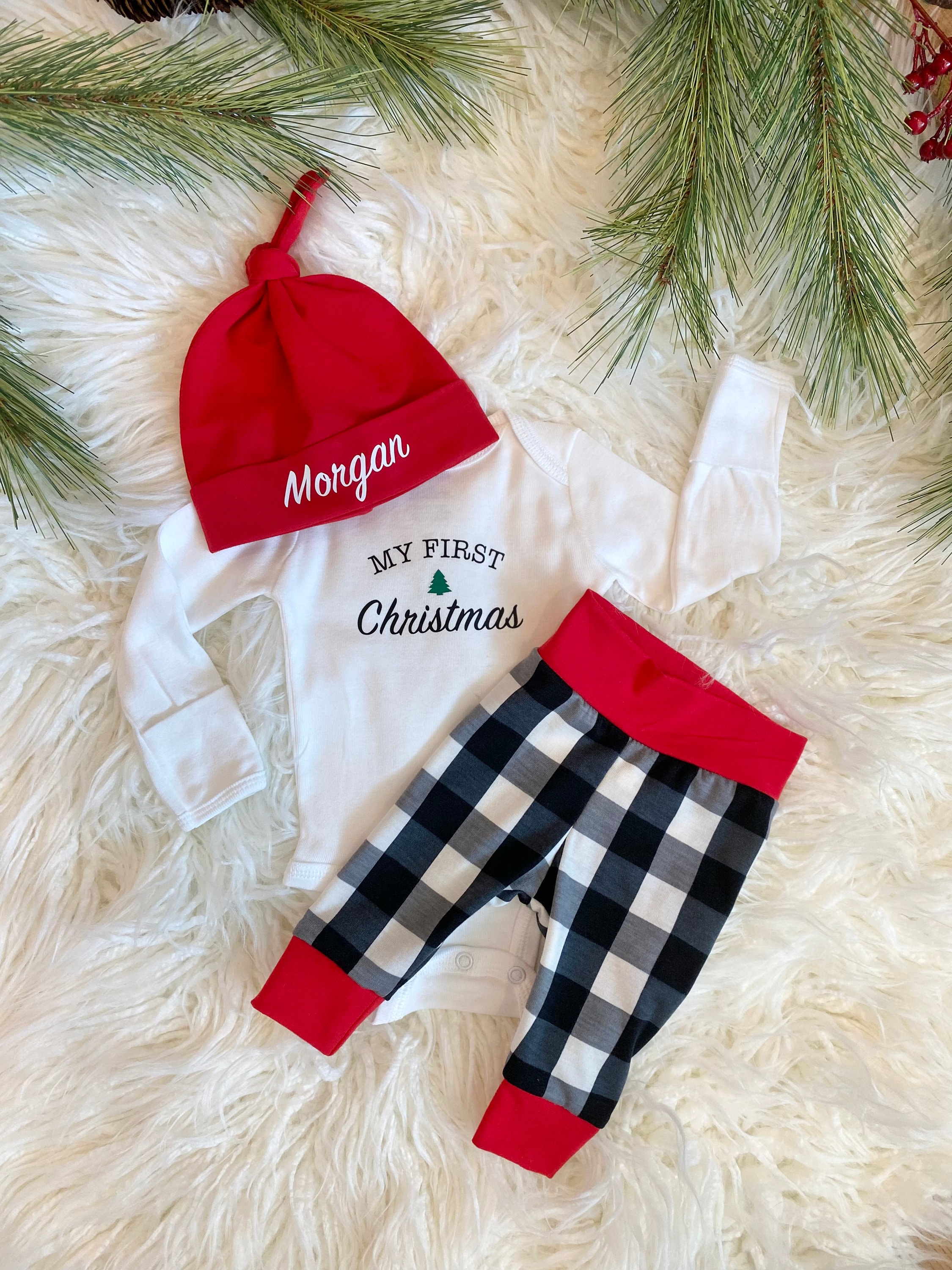 Baby Boy First Christmas Outfit Personalized My First - Etsy