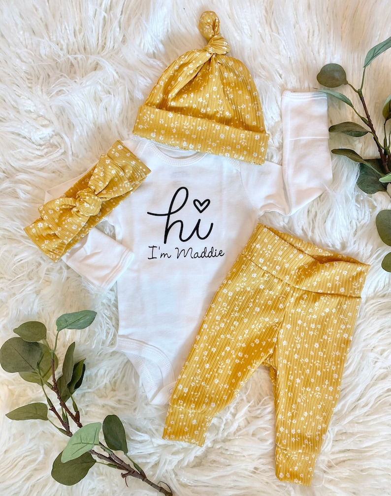 Baby Girl Coming Home Outfit, Girls take home outfit, Newborn Girl Coming Home Outfit, Personalized Newborn Outfit, Baby Shower Gift image 1
