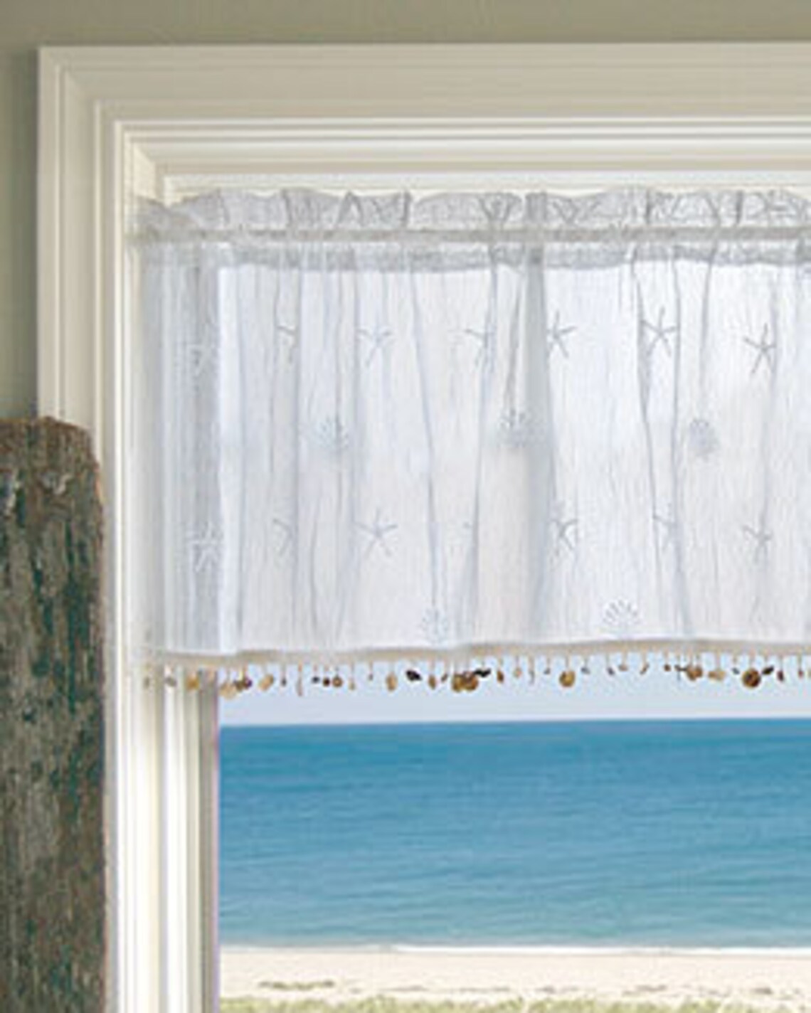 Coastal Lace Valance with Seashell Trim Etsy