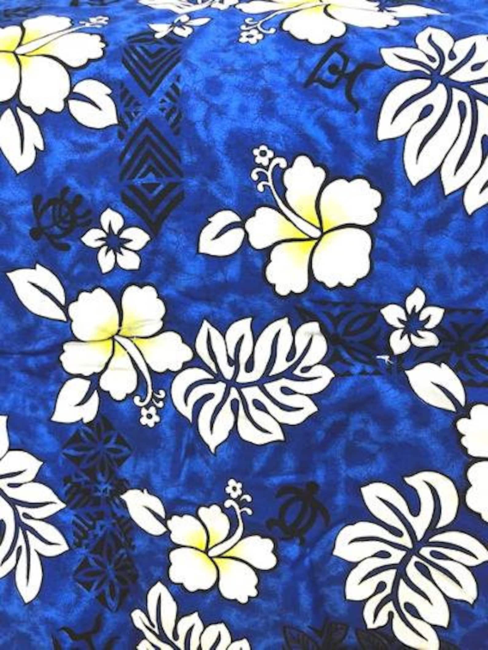 Blue Hibiscus Cotton Fabric Hawaiian Fabric Nautical Fabric Etsy