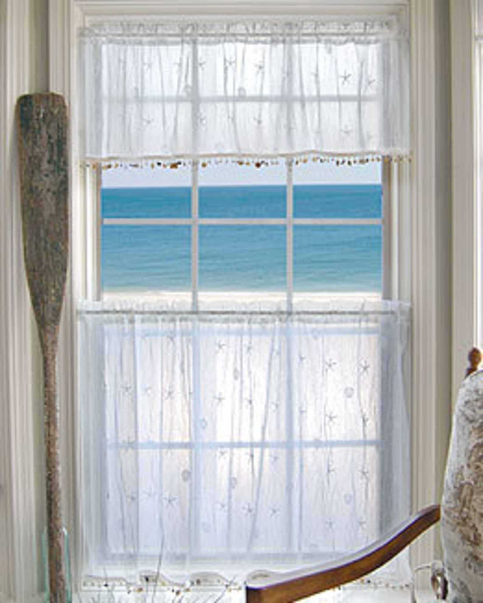 Lace Coastal Curtain Beach Curtain Nautical Curtain Coastal Etsy