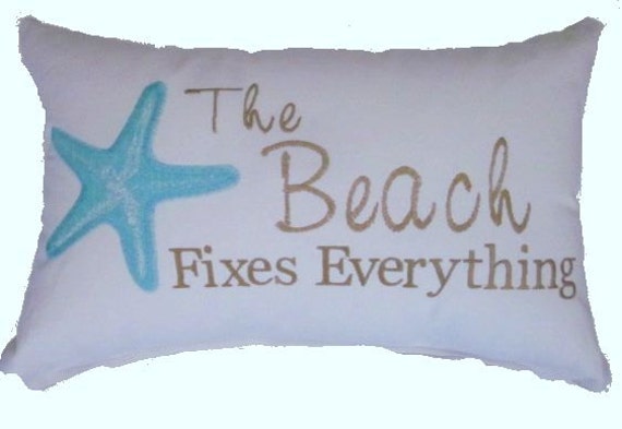 Embroidered Beach Pillow Coastal Pillow Nautical Christmas Pillow | Etsy