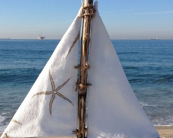 Driftwood Sailboat Waterside, wood Boat, sailboats, Driftwood decor, Great gifts