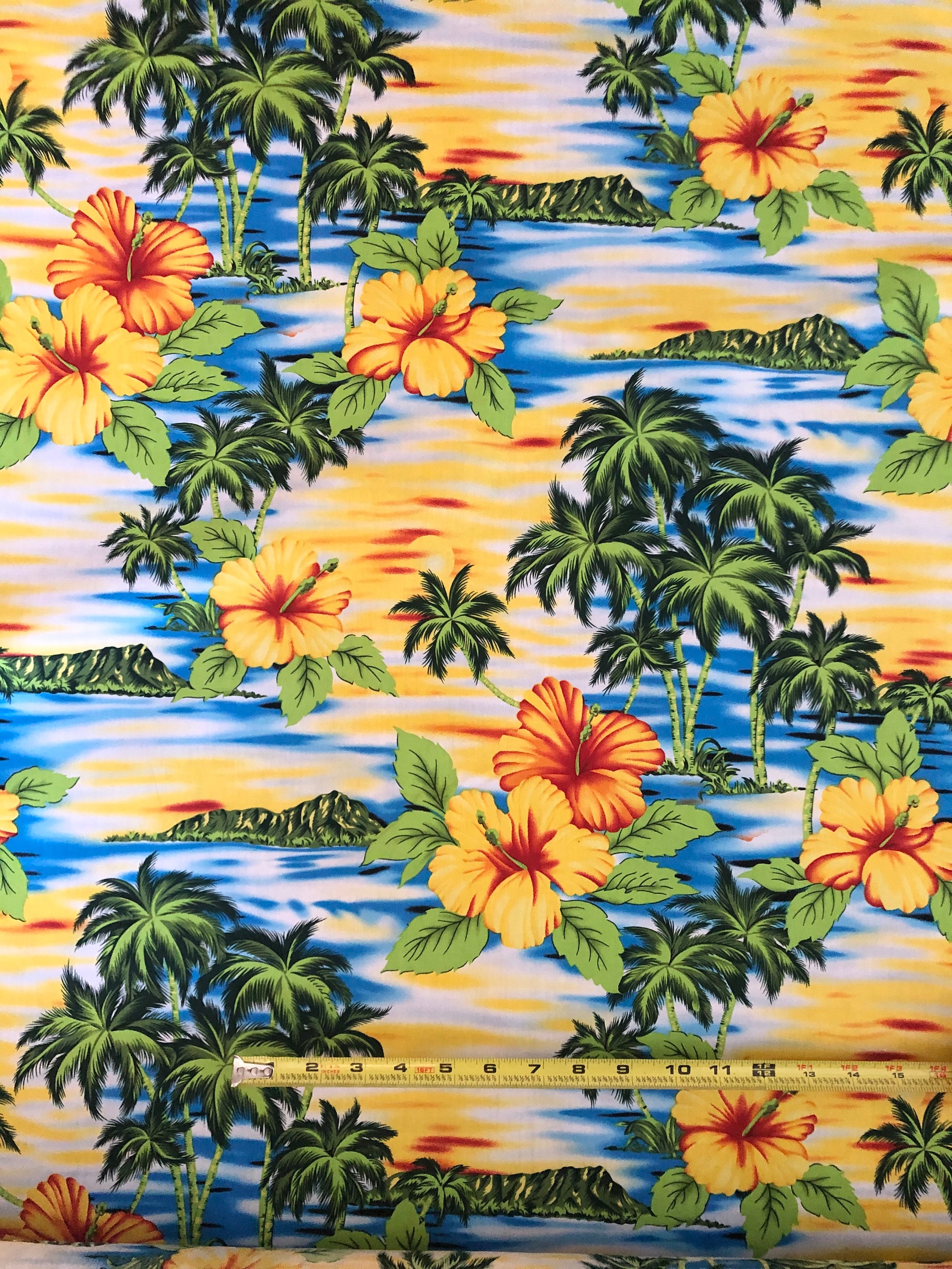 Tropical Palm cotton fabric beach fabric nautical fabric Etsy