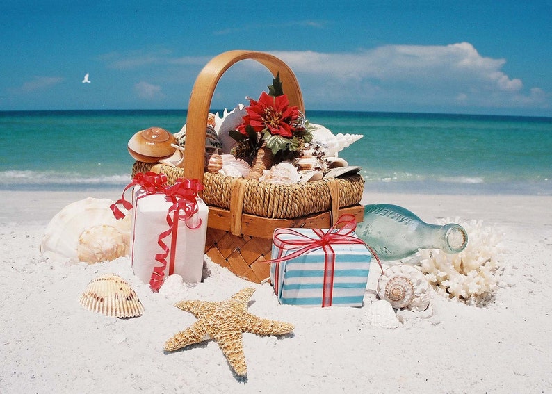Beach Christmas Cards >> Beach Basket Christmas Cards Etsy Beach Christmas Cards >> Beach Basket Christmas Cards Etsy