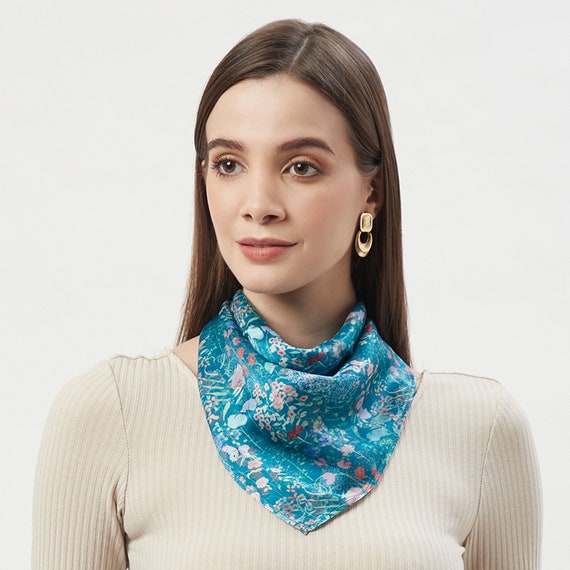 100% Silk Neckerchief, Neck Scarf, Bandana, Square Scarf, Women's