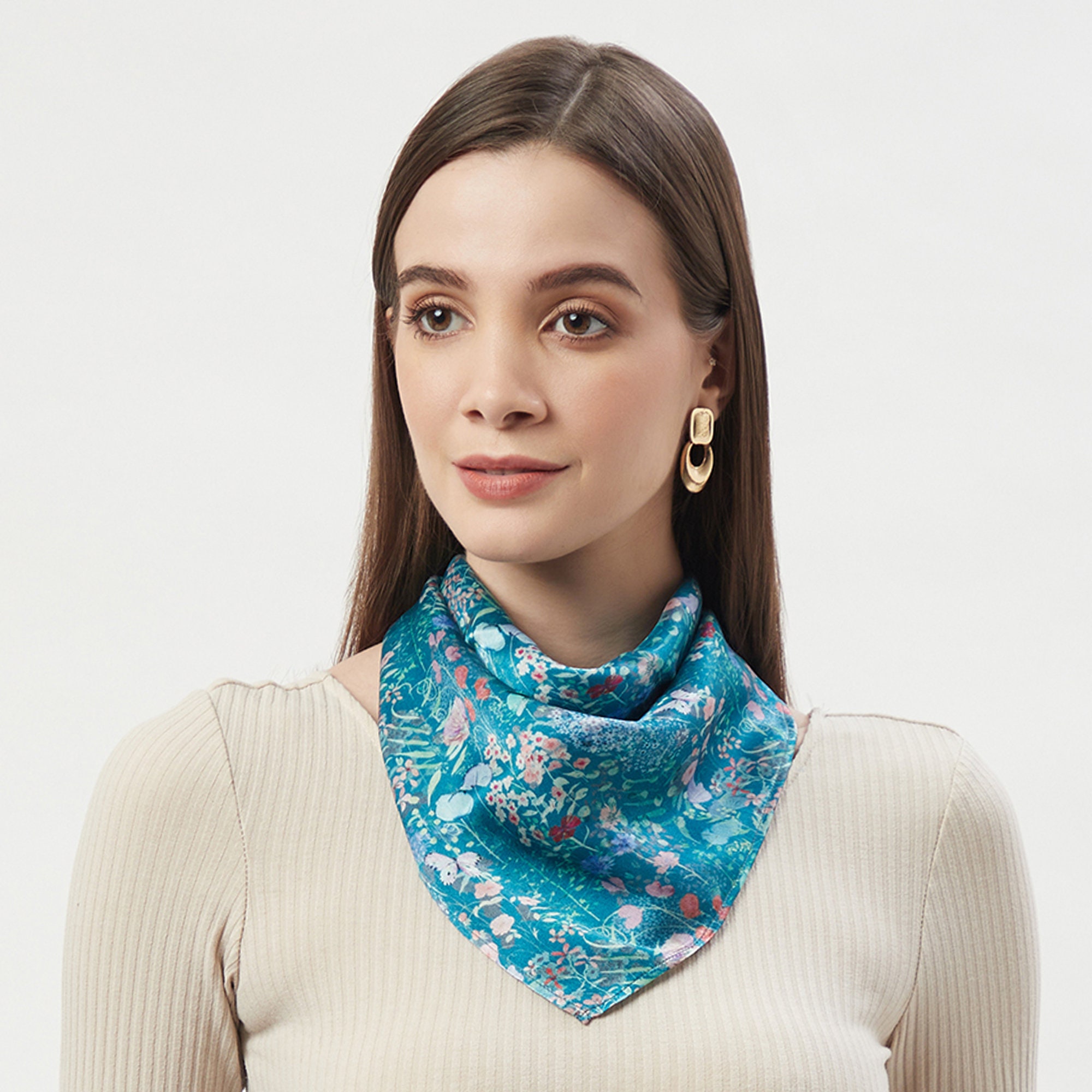 【送料無料(一部地域を除く)】 100% Silk Scarf Square Bandana, Scarf, Neck Neckerchief, Clothing