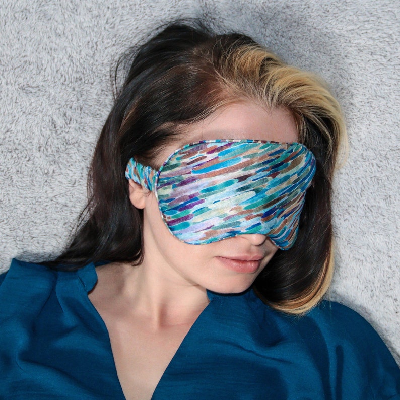 100% pure mulberry silk sleep mask/ eye mask/eye cover/super soft, hypoallergenic, handmade, unique hand painted design, night mask image 1