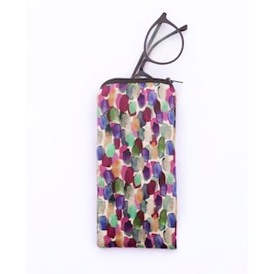 Étui à lunettes 100 % soie/étui à lunettes fait main/avec étui à lunettes de soleil zippé, cadeau design peint à la main rembourré et doux pour son remplisseur de bas