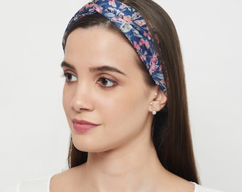 Pure silk headband, 100% natural mulberry silk, twisted knot, turban style, unique hand painted design, Gift For Her, Christmas Gift,