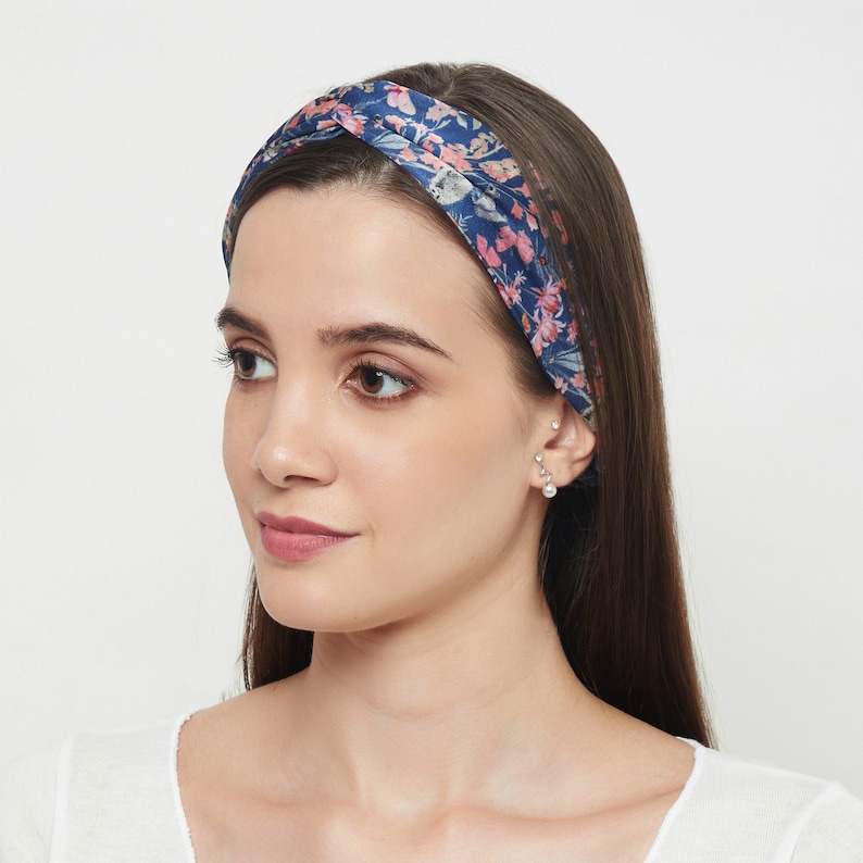 Pure silk headband, 100% natural mulberry silk, twisted knot, turban style, unique hand painted design, Gift For Her, Christmas Gift, image 1