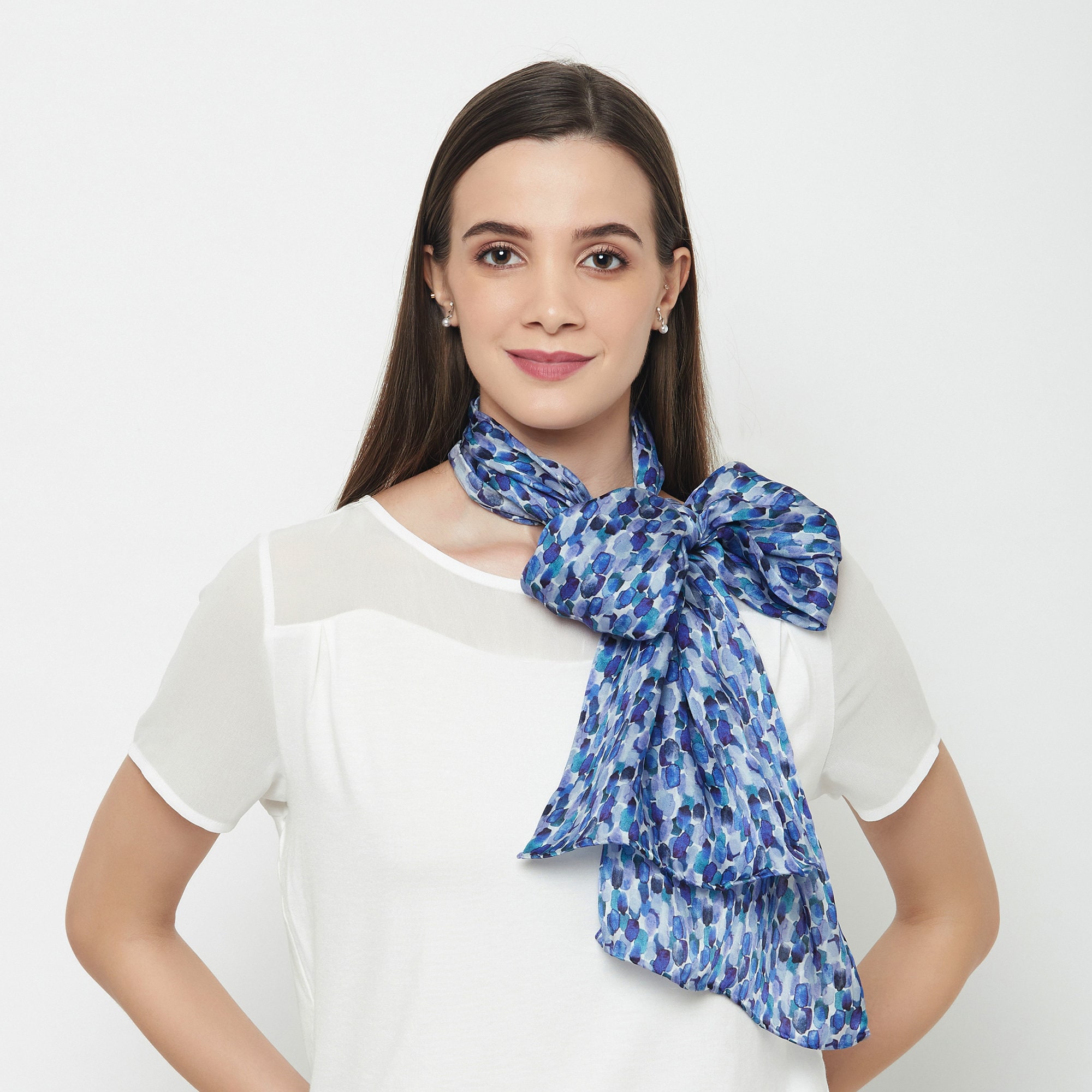 小物 Hand Printed Silk Scarf - blue Amazon.com: Designer Square Silk Scarf Hand Painted and