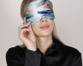 Maschera per dormire in pura seta di gelso al 100%/maschera per gli occhi/copertura per gli occhi/super morbida, ipoallergenica, fatta a mano, design unico dipinto a mano, maschera da notte