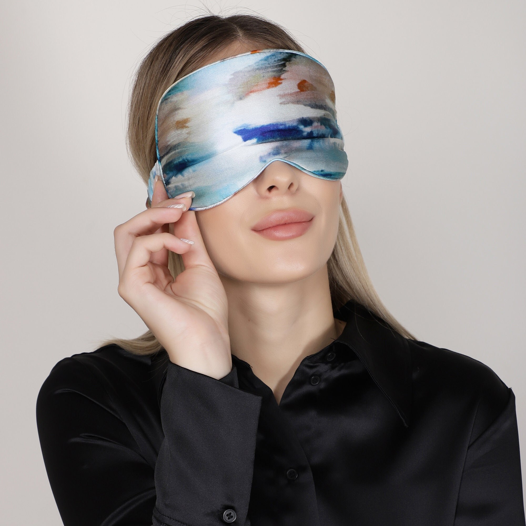 100% Pure Mulberry Silk Sleep Mask/ Eye Mask/Eye Cover/Super Soft, Hypoallergenic, Handmade, Unique Hand Painted Design, Night Mask