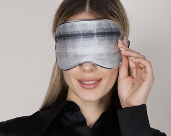 100% pure mulberry silk sleep mask/ eye mask/eye cover/super soft, hypoallergenic, grey, handmade, unique tie and dye design, night mask