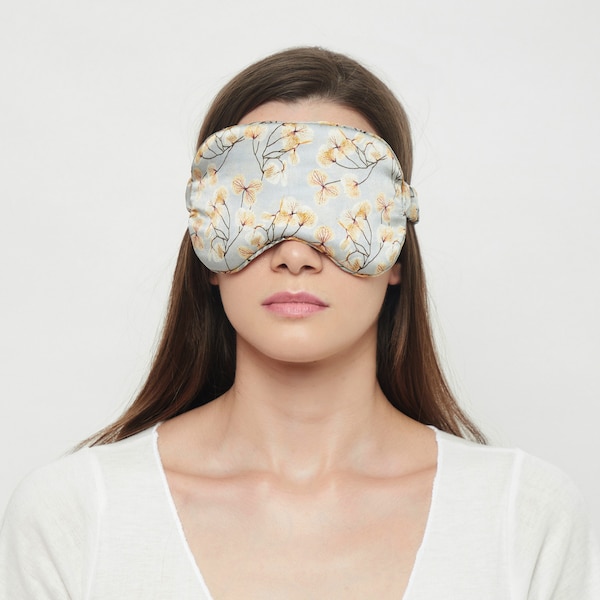 Masque de sommeil 100% pure soie de mûrier/ masque pour les yeux/couverture pour les yeux/super doux, hypoallergénique, fait à la main, design peint à la main unique, masque de nuit