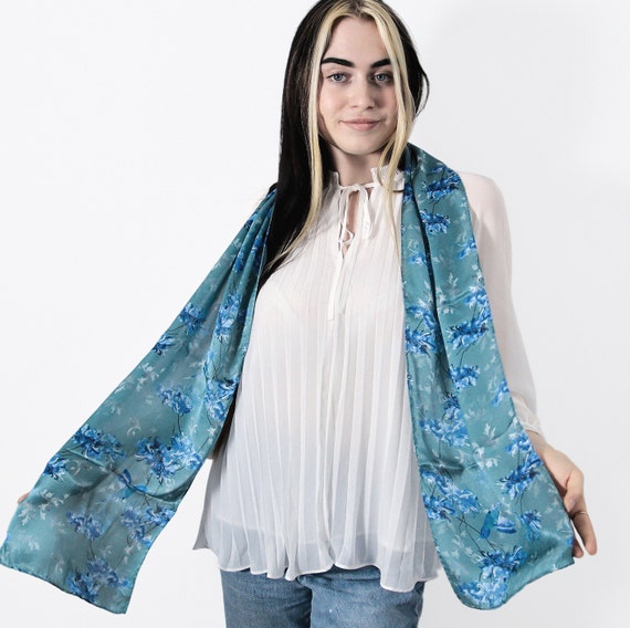 Sciarpa 100% seta, sciarpa da collo, sciarpa lunga in seta - Main Image