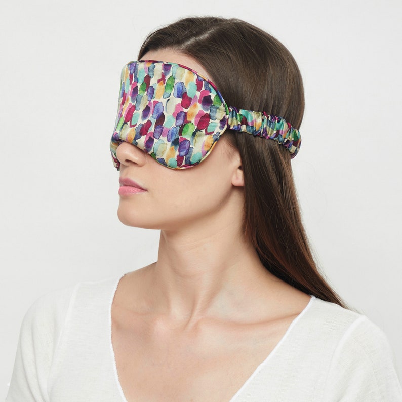 100% pure mulberry silk sleep mask/ eye mask/eye cover/super soft, hypoallergenic, handmade, unique hand painted design, night mask image 2