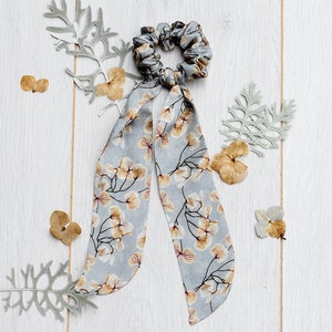 Silk Scarf Scrunchie, Scarf Scrunchie, Accessories, Handpainted, Handmade, Silk Hair Scarf, Hair tie with Bow,Scarf with Knot, silk hair tie
