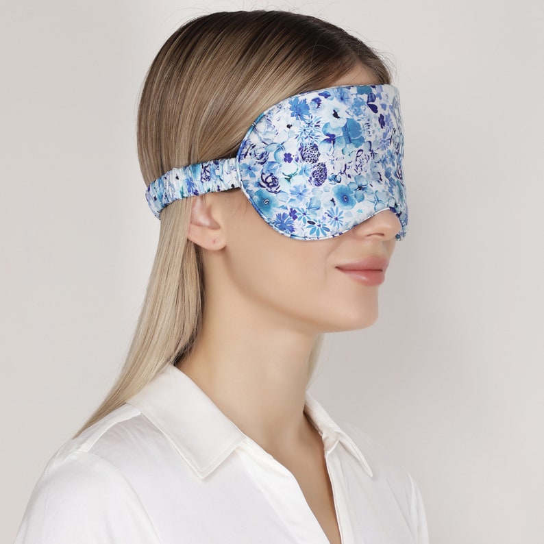 100% pure mulberry silk sleep mask/ eye mask/eye cover/super soft, hypoallergenic, handmade, unique hand painted design, night mask image 3
