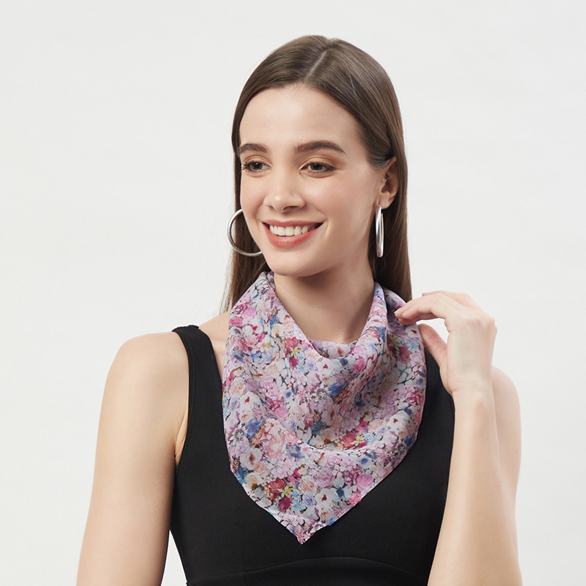 Silk Wraps Neckerchief Bandana, Letter Print Scarf