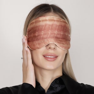 100% pure mulberry silk sleep mask/ eye mask/eye cover/super soft, hypoallergenic, brown, handmade, unique tie and dye design, night mask