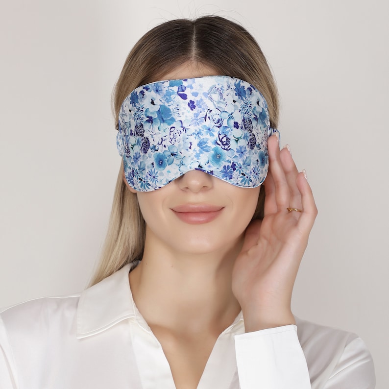 100% pure mulberry silk sleep mask/ eye mask/eye cover/super soft, hypoallergenic, handmade, unique hand painted design, night mask image 2