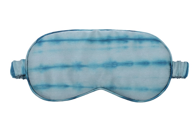 100% pure mulberry silk sleep mask/ eye mask/eye cover/super soft, hypoallergenic, blue, handmade, unique tie and dye design, night mask image 5