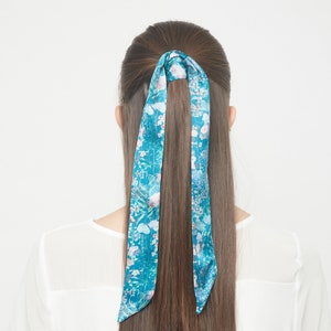 Skinny Silk Scarf  Neck Tie Scarf   Hair Accessory Handbag tie Scarves Handmade in Ireland