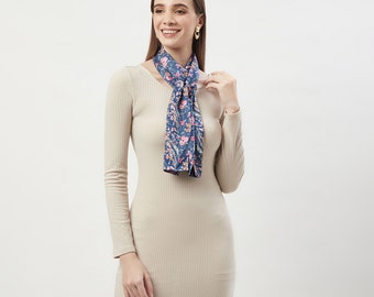 Sciarpa Lunga Morbida In Raso: L'Accessorio Moda Che Stavi Cercando (146x14 Cm, Fantasia Floreale)