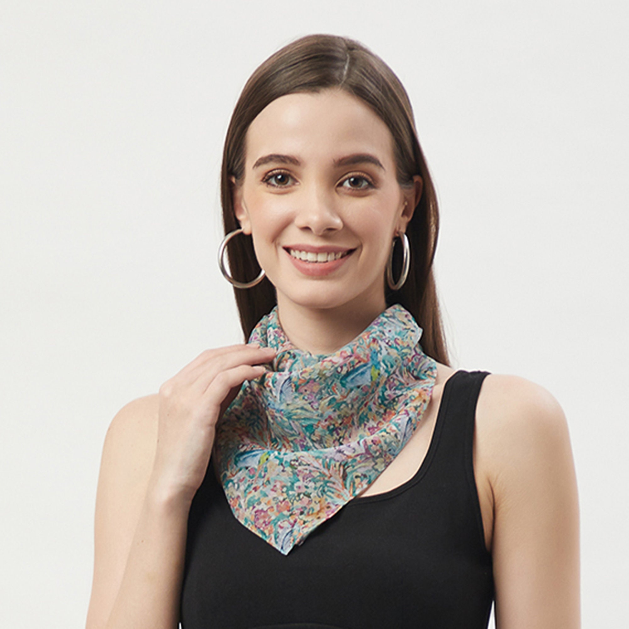 100% Silk Scarf Women neckerchief Shawl Wrap large Floral