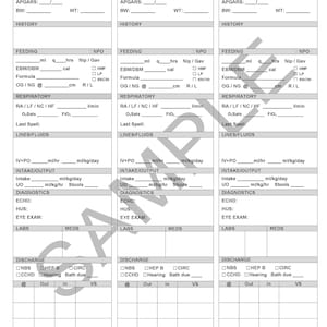 NICU Nurse Report Sheet IMC - 3 Patients DOWNLOAD