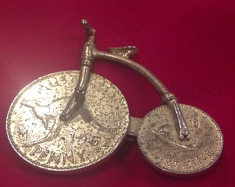 1960s penny farthing brooch