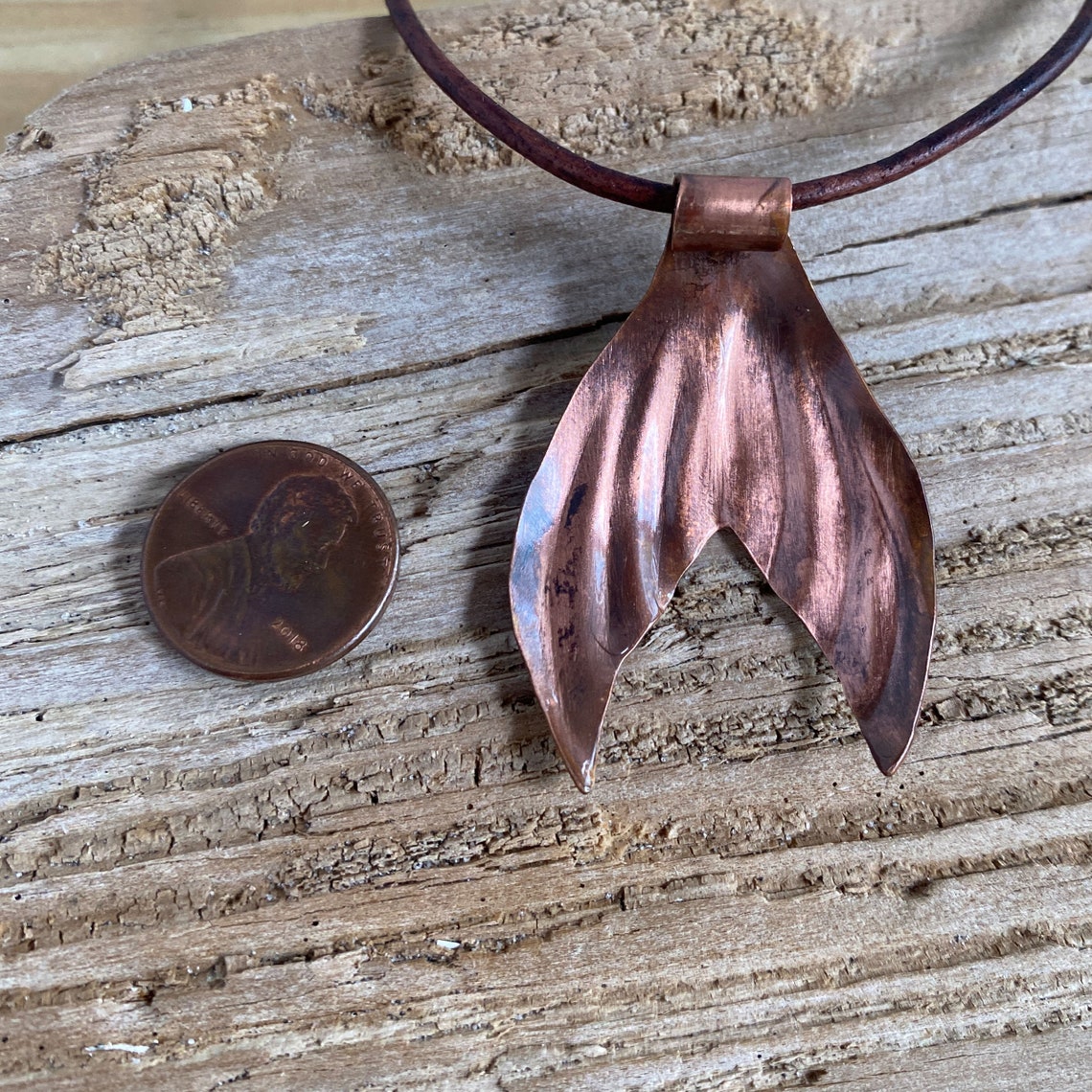Copper Mermaid Tail Necklace Flame Painted Artisan Copper Etsy