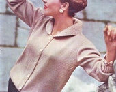 Vintage Vogue 50s Cardigan Jacket Knitting Pattern PDF