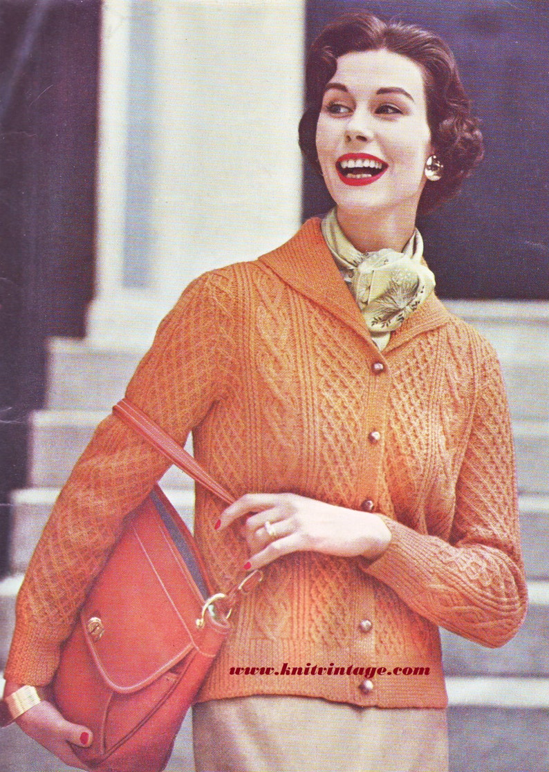Vintage Vogue Aran Jacket Knitting Pattern PDF Etsy
