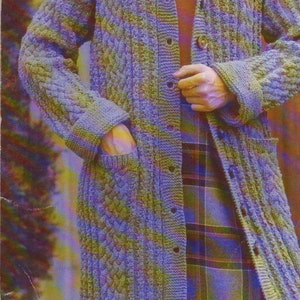 Aran Cable Coat and Hat Knitting Pattern PDF