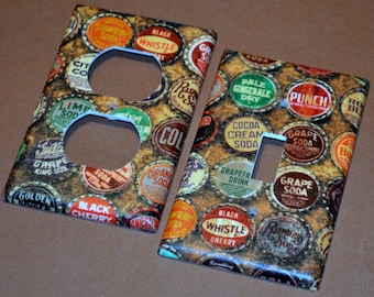 Soda Pop Bottlecaps  Light Switch Covers Outlet Covers