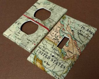 World Map Atlas Nautical  Light Switch Covers Outlet Covers