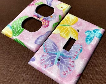 Glittered Butterflies  Light Switch Covers Outlet Covers