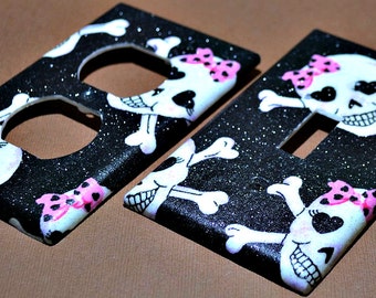 Bows N Skulls   Light Switch Covers Outlet Covers