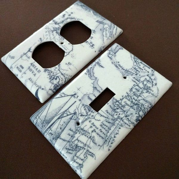 Sail Away Across The World Map Nautical  Light Switch Covers Outlet Covers