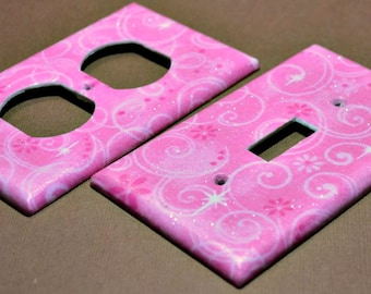 Princess Pink Sparkles   Light Switch Covers Outlet Covers