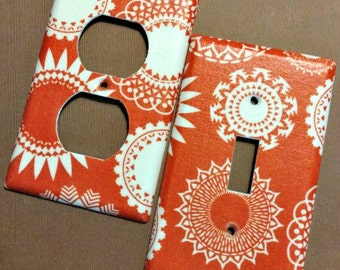 Orange Tribal Sun  Light Switch Covers Outlet Covers