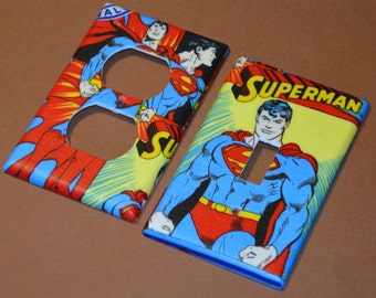 RETRO SUPERMAN SUPERHERO TRIPLE LIGHT SWITCH WALL PLATE COVER BOYS BEDROOM DECOR RETRO SUPERMAN SUPERHERO TRIPLE LIGHT SWITCH WALL PLATE COVER BOYS BEDROOM DECOR